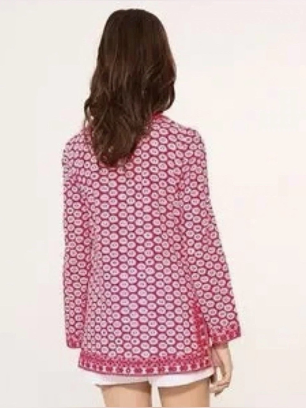 Tory Burch Jayne Tunic Top Nantucket Red Daisy Floral SZ 12 Red White Blue - Picture 2 of 8